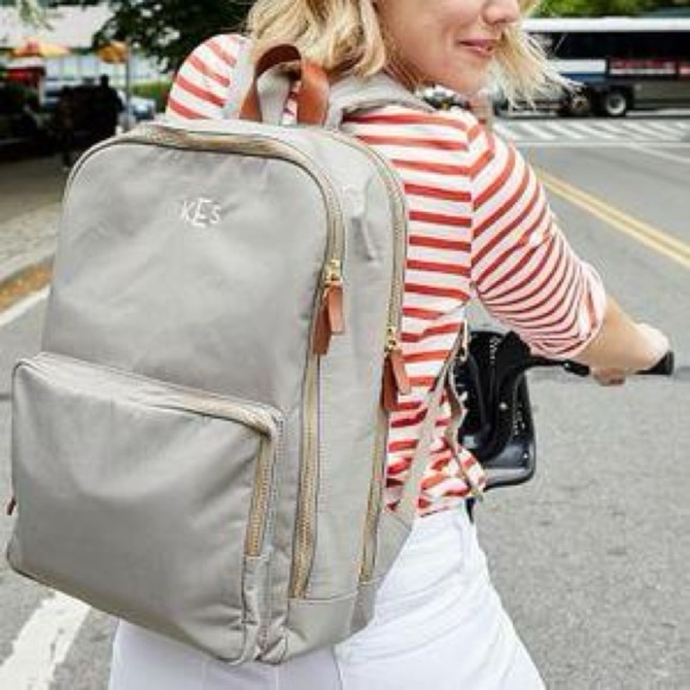 Mark & Graham Commuter Backpack, Grey and Brown Leather